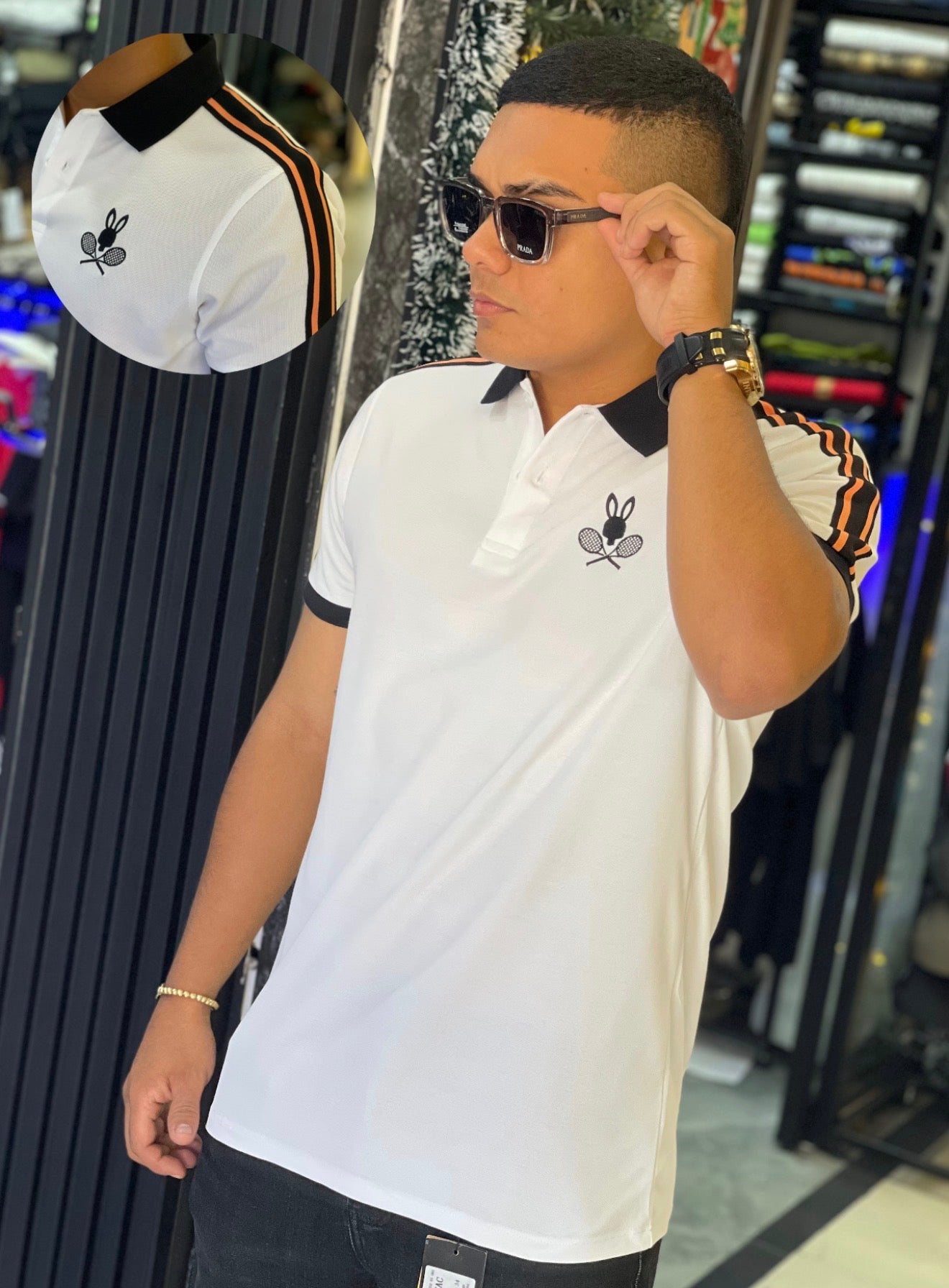 POLO PSYCHO BUNNY BLANCO TENNIS