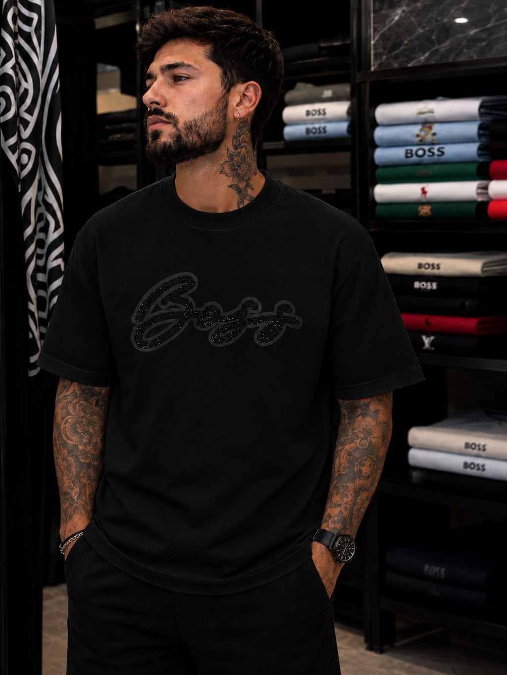 CAMISETA BOSS FIRMA PEDRERÍA