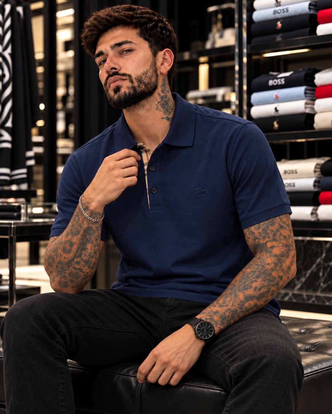 POLO BURBERRY AZUL OSCURO