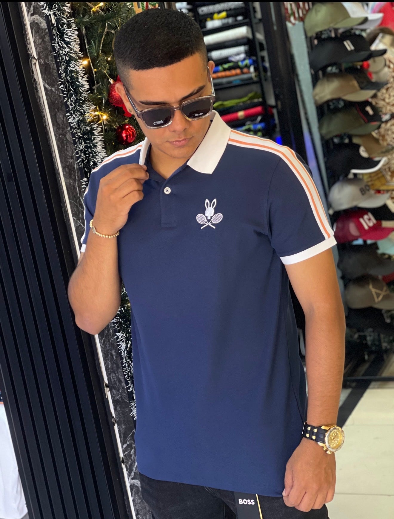 POLO PSYCHO BUNNY AZUL TENNIS
