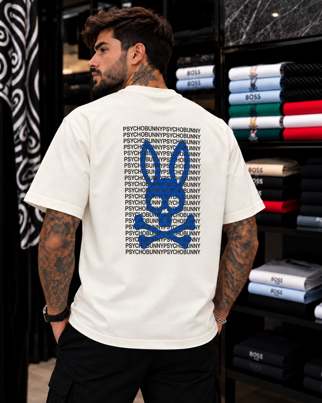 CAMISETA PYSCHO BUNNY LOGO AZUL