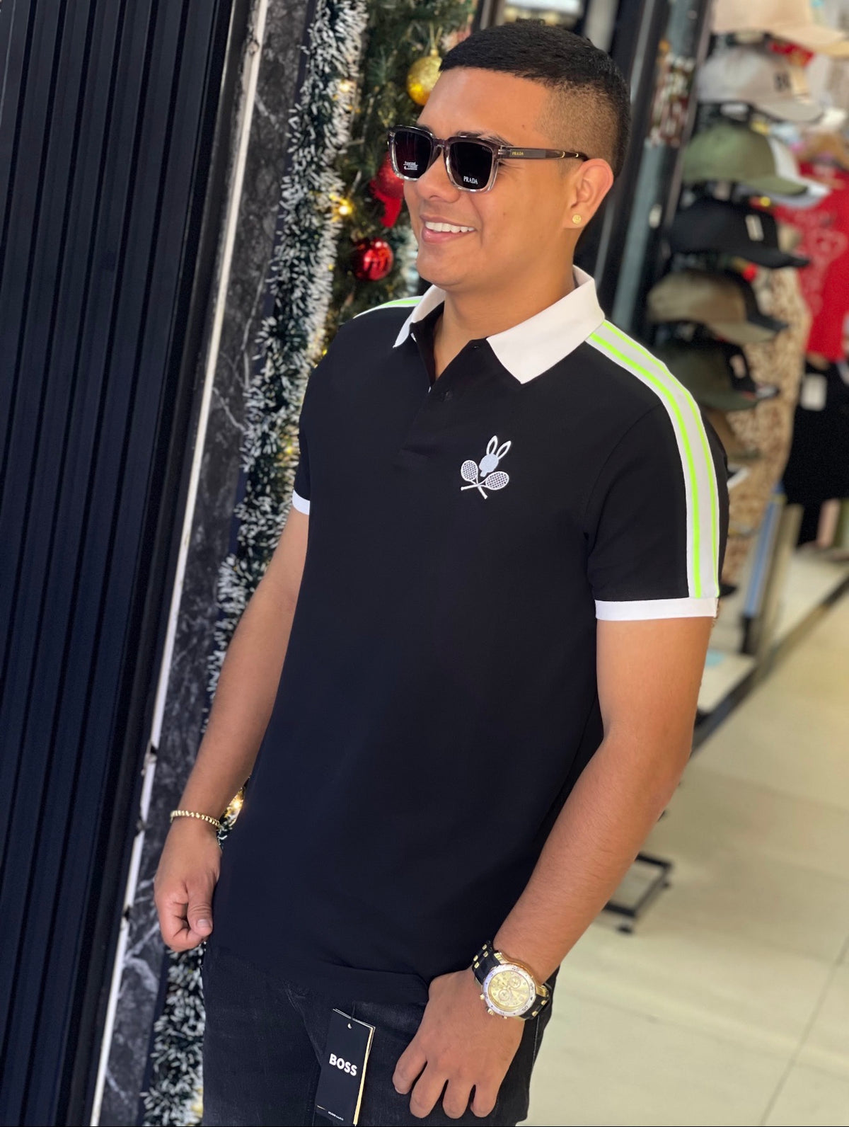 POLO PSYCHO BUNNY NEGRO TENNIS