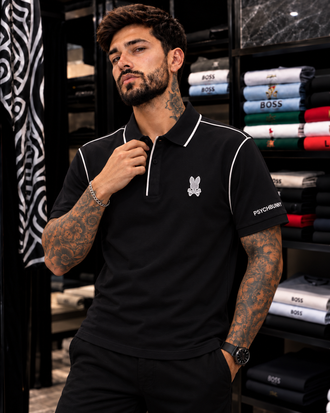 POLO PSYCHO BUNNY NEGRO