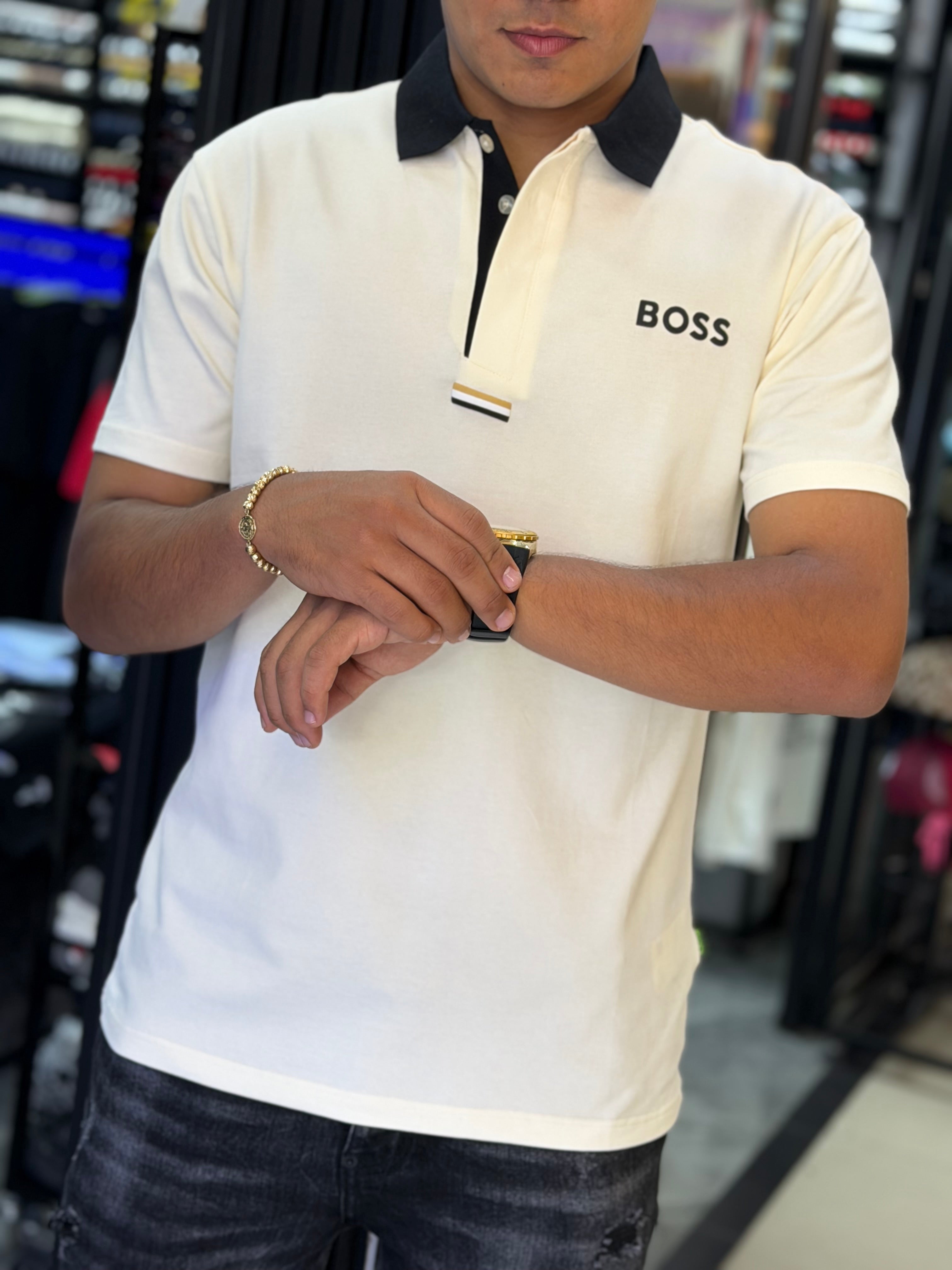 POLO BOSS LÍNEA CREMA