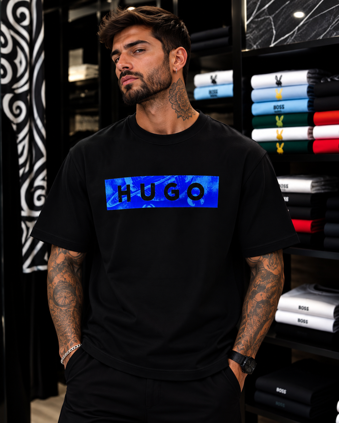 CAMISETA ALTO GRAMAJE LOGO AZUL PEDRERÍA