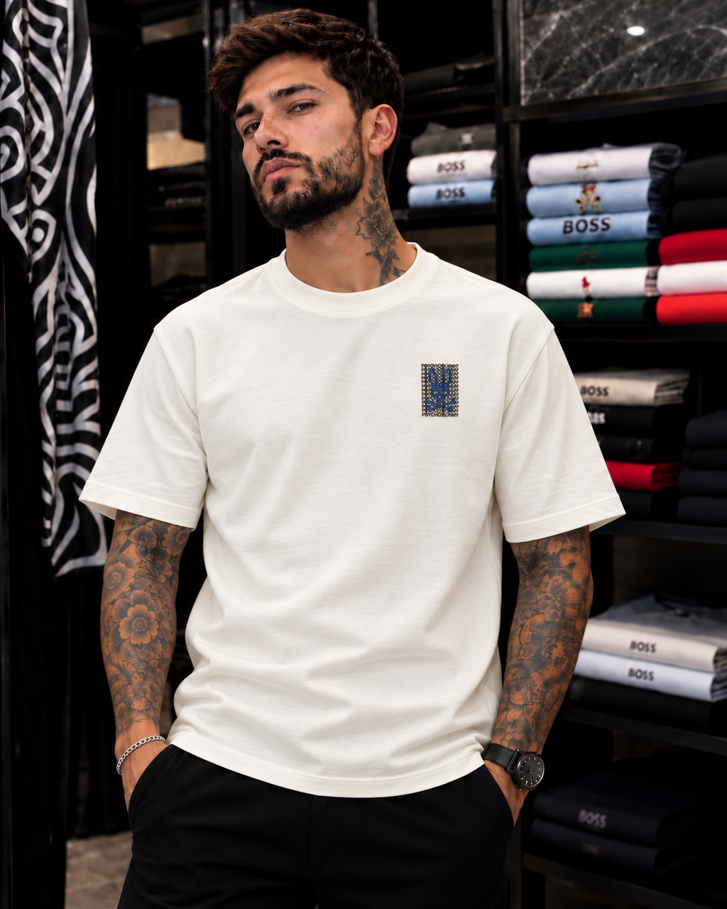 CAMISETA PYSCHO BUNNY LOGO AZUL