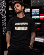 CAMISETA ALTO GRAMAJE BOSS  NEGRO PERIÓDICO