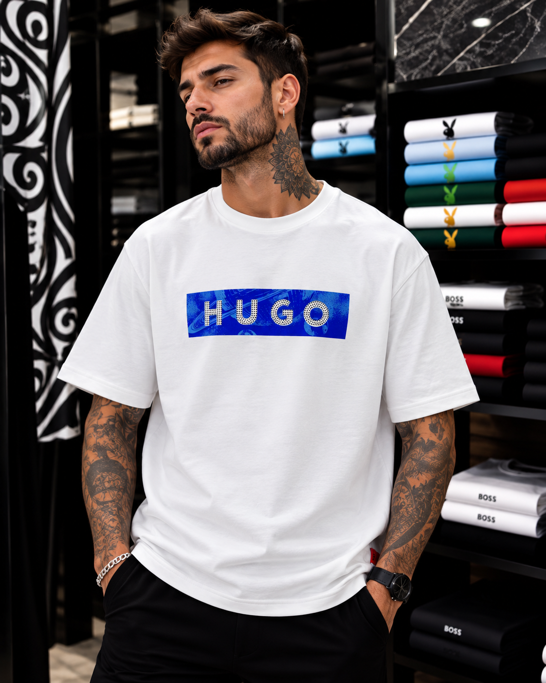 CAMISETA ALTO GRAMAJE LOGO AZUL PEDRERÍA
